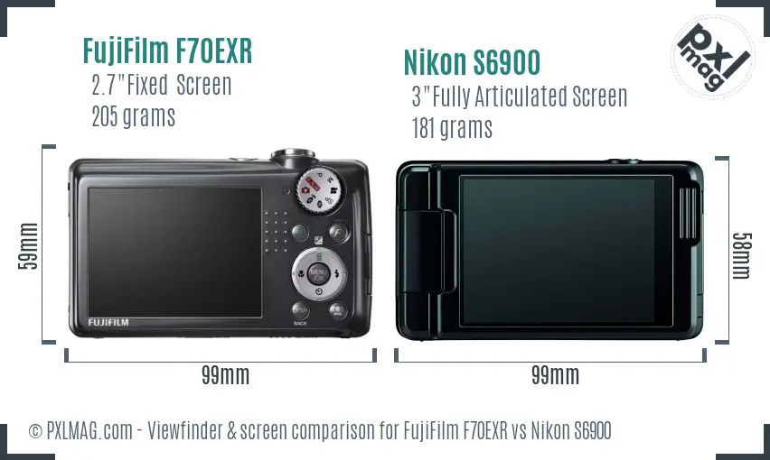 FujiFilm F70EXR vs Nikon S6900 Screen and Viewfinder comparison