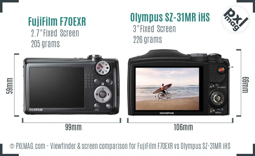 FujiFilm F70EXR vs Olympus SZ-31MR iHS Screen and Viewfinder comparison FujiFilm F70EXR vs Olympus SZ-31MR iHS Screen and Viewfinder comparison