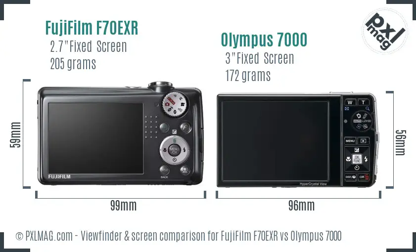 FujiFilm F70EXR vs Olympus 7000 Screen and Viewfinder comparison FujiFilm F70EXR vs Olympus 7000 Screen and Viewfinder comparison