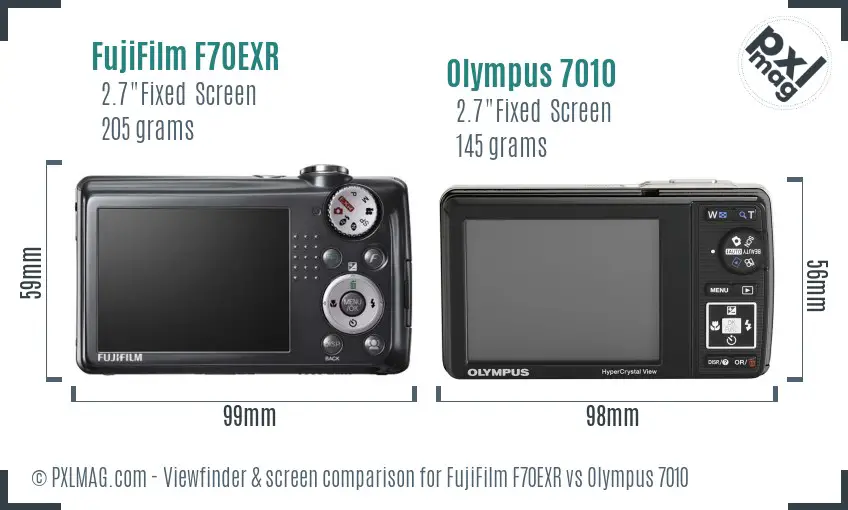 FujiFilm F70EXR vs Olympus 7010 Screen and Viewfinder comparison