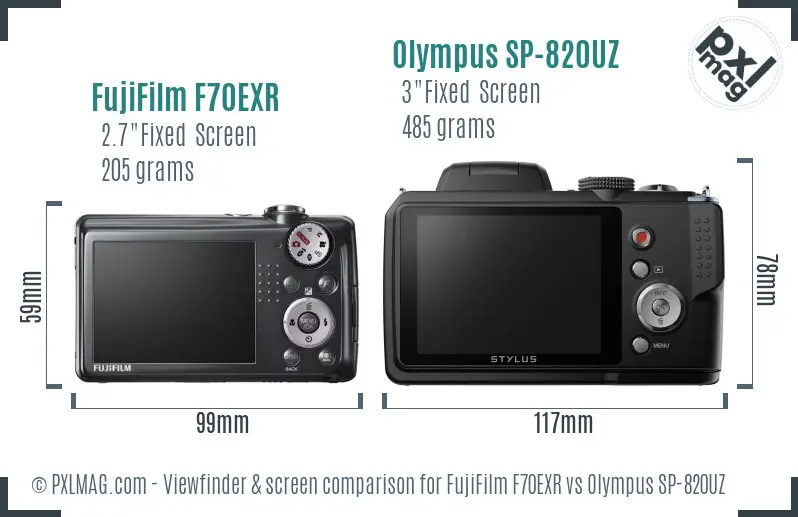 FujiFilm F70EXR vs Olympus SP-820UZ Screen and Viewfinder comparison FujiFilm F70EXR vs Olympus SP-820UZ Screen and Viewfinder comparison