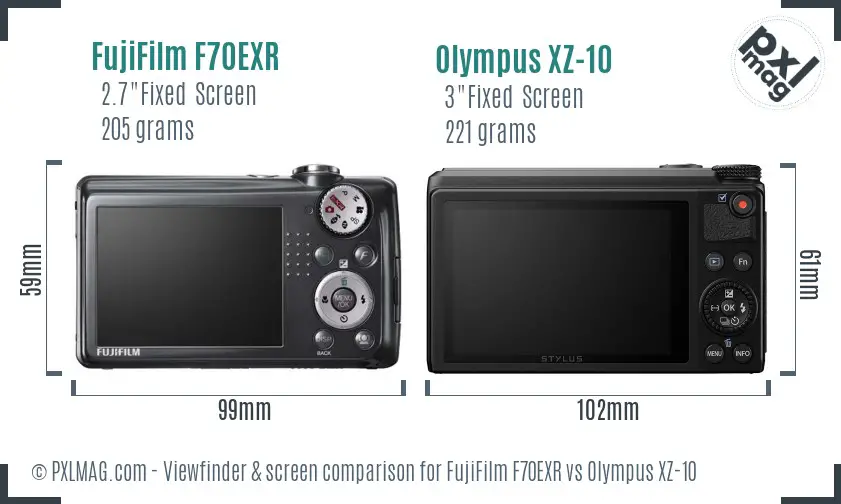 FujiFilm F70EXR vs Olympus XZ-10 Screen and Viewfinder comparison FujiFilm F70EXR vs Olympus XZ-10 Screen and Viewfinder comparison