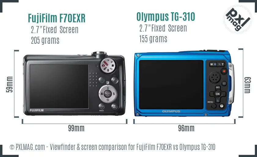 FujiFilm F70EXR vs Olympus TG-310 Screen and Viewfinder comparison FujiFilm F70EXR vs Olympus TG-310 Screen and Viewfinder comparison