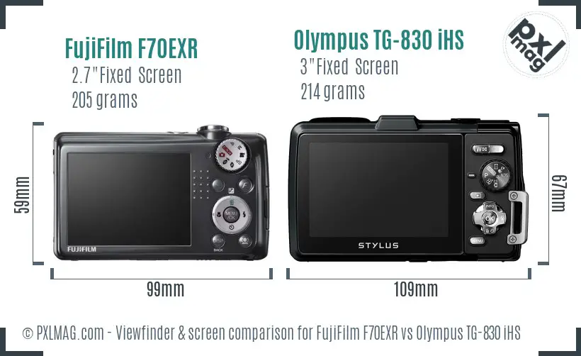 FujiFilm F70EXR vs Olympus TG-830 iHS Screen and Viewfinder comparison FujiFilm F70EXR vs Olympus TG-830 iHS Screen and Viewfinder comparison
