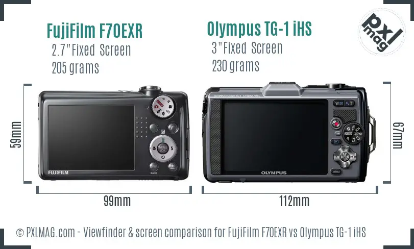 FujiFilm F70EXR vs Olympus TG-1 iHS Screen and Viewfinder comparison