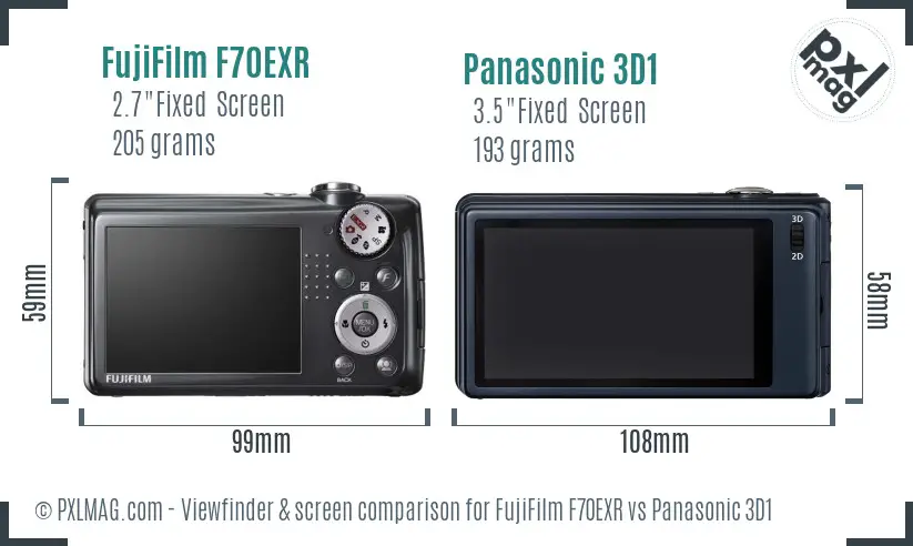FujiFilm F70EXR vs Panasonic 3D1 Screen and Viewfinder comparison FujiFilm F70EXR vs Panasonic 3D1 Screen and Viewfinder comparison