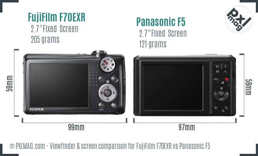 FujiFilm F70EXR vs Panasonic F5 Screen and Viewfinder comparison FujiFilm F70EXR vs Panasonic F5 Screen and Viewfinder comparison