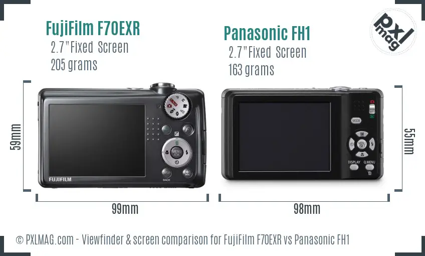 FujiFilm F70EXR vs Panasonic FH1 Screen and Viewfinder comparison