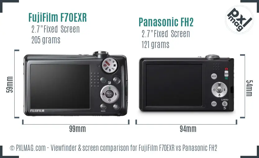 FujiFilm F70EXR vs Panasonic FH2 Screen and Viewfinder comparison