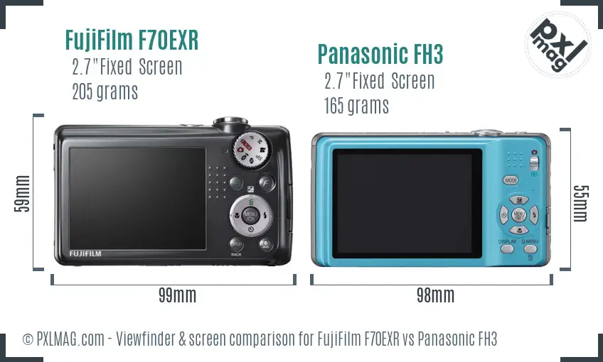 FujiFilm F70EXR vs Panasonic FH3 Screen and Viewfinder comparison