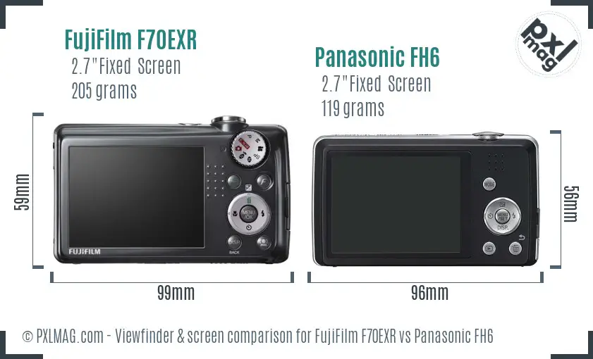 FujiFilm F70EXR vs Panasonic FH6 Screen and Viewfinder comparison FujiFilm F70EXR vs Panasonic FH6 Screen and Viewfinder comparison