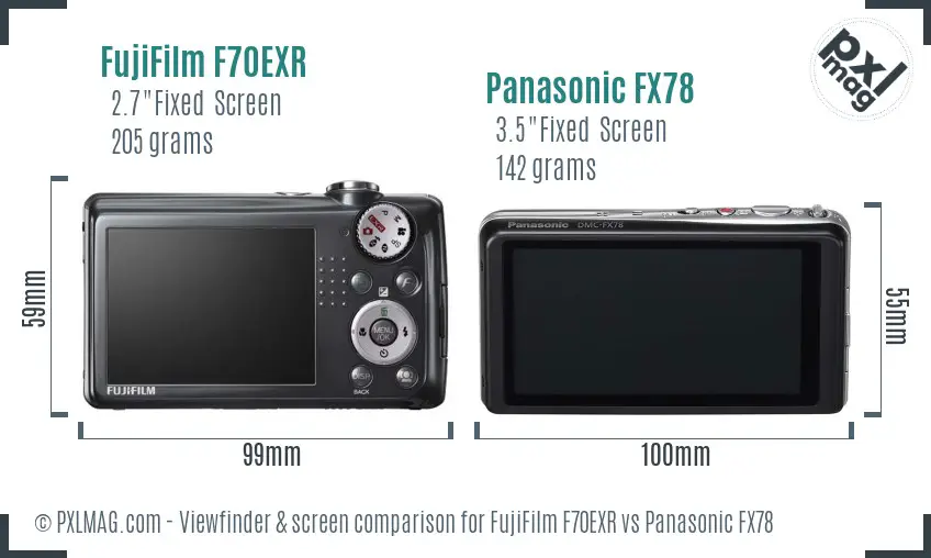 FujiFilm F70EXR vs Panasonic FX78 Screen and Viewfinder comparison FujiFilm F70EXR vs Panasonic FX78 Screen and Viewfinder comparison