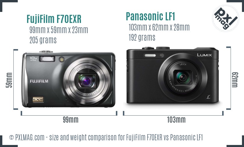 FujiFilm F70EXR vs Panasonic LF1 size comparison FujiFilm F70EXR vs Panasonic LF1 size comparison