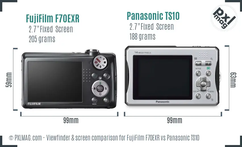FujiFilm F70EXR vs Panasonic TS10 Screen and Viewfinder comparison