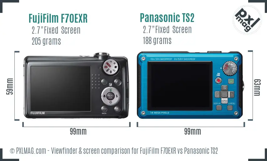 FujiFilm F70EXR vs Panasonic TS2 Screen and Viewfinder comparison