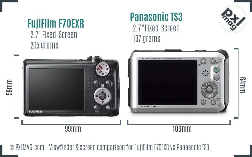 FujiFilm F70EXR vs Panasonic TS3 Screen and Viewfinder comparison FujiFilm F70EXR vs Panasonic TS3 Screen and Viewfinder comparison
