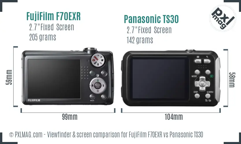 FujiFilm F70EXR vs Panasonic TS30 Screen and Viewfinder comparison