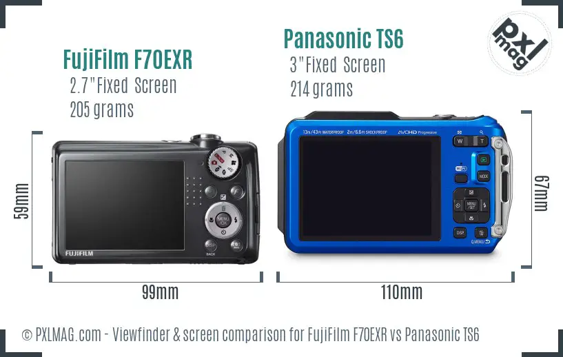 FujiFilm F70EXR vs Panasonic TS6 Screen and Viewfinder comparison