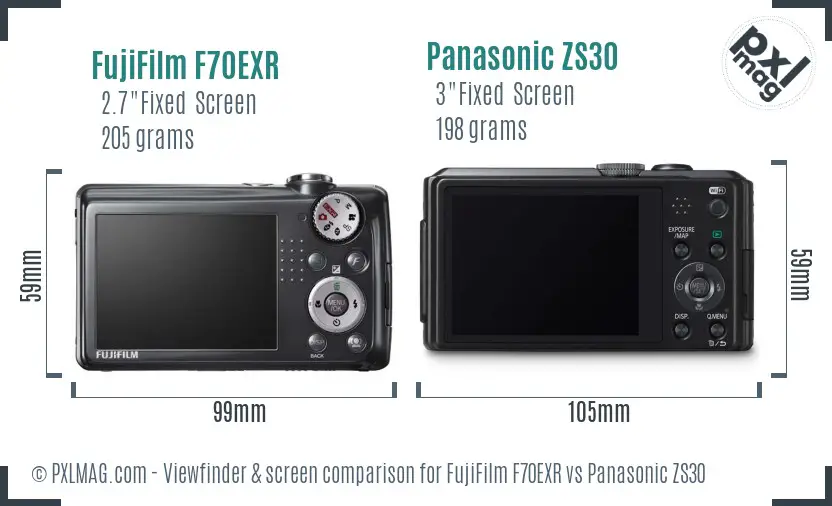 FujiFilm F70EXR vs Panasonic ZS30 Screen and Viewfinder comparison FujiFilm F70EXR vs Panasonic ZS30 Screen and Viewfinder comparison
