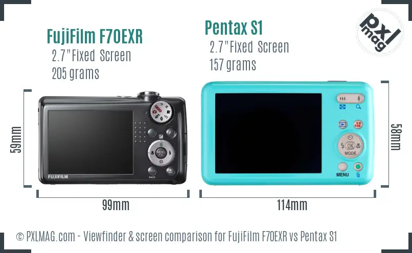 FujiFilm F70EXR vs Pentax S1 Screen and Viewfinder comparison