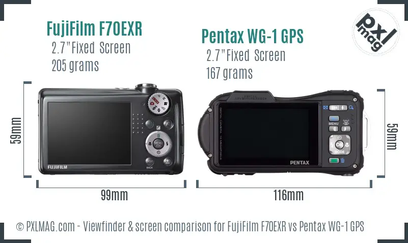 FujiFilm F70EXR vs Pentax WG-1 GPS Screen and Viewfinder comparison