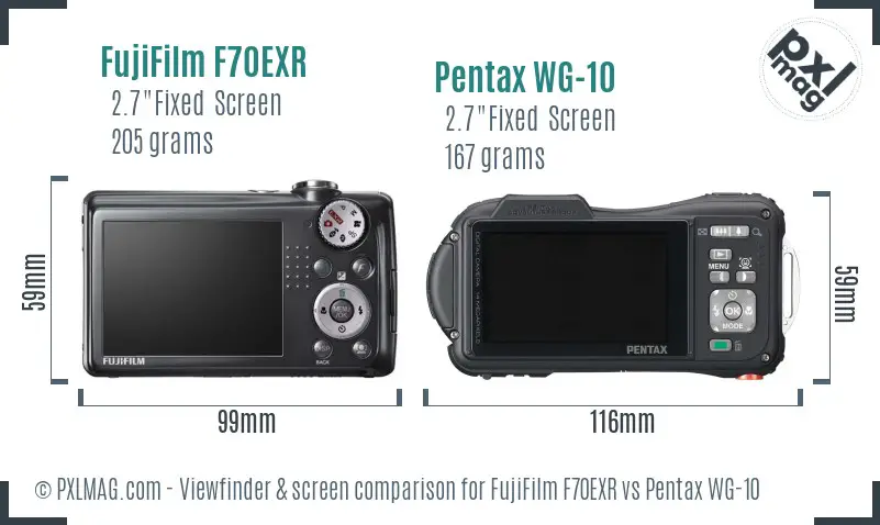 FujiFilm F70EXR vs Pentax WG-10 Screen and Viewfinder comparison