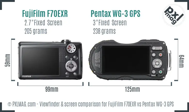 FujiFilm F70EXR vs Pentax WG-3 GPS Screen and Viewfinder comparison FujiFilm F70EXR vs Pentax WG-3 GPS Screen and Viewfinder comparison