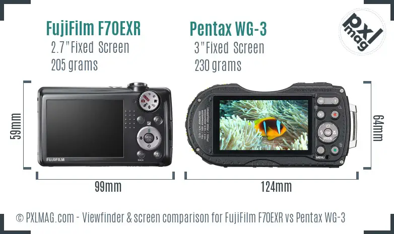 FujiFilm F70EXR vs Pentax WG-3 Screen and Viewfinder comparison