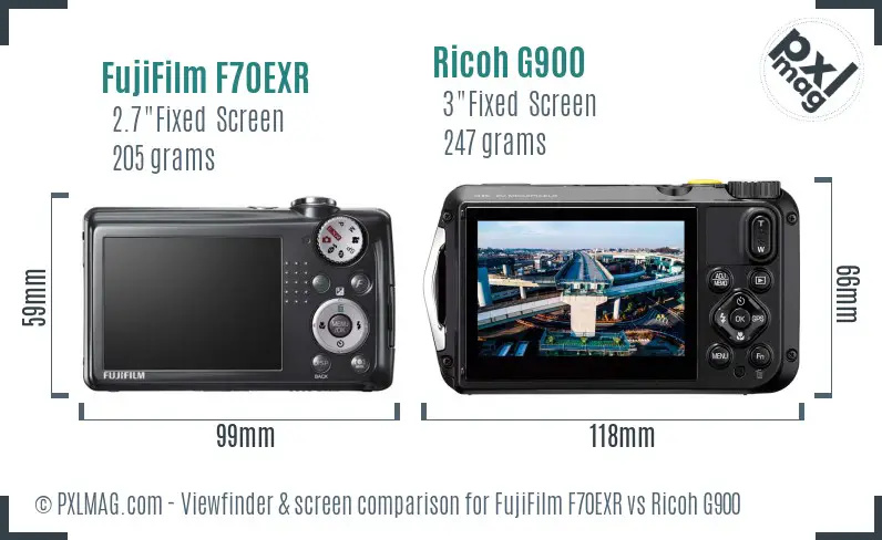 FujiFilm F70EXR vs Ricoh G900 Screen and Viewfinder comparison