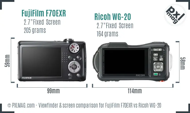 FujiFilm F70EXR vs Ricoh WG-20 Screen and Viewfinder comparison