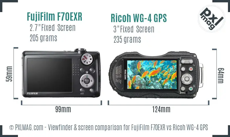 FujiFilm F70EXR vs Ricoh WG-4 GPS Screen and Viewfinder comparison FujiFilm F70EXR vs Ricoh WG-4 GPS Screen and Viewfinder comparison