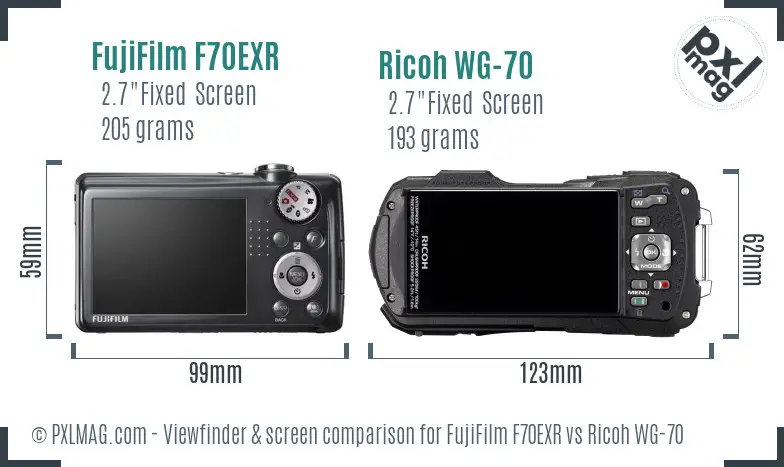 FujiFilm F70EXR vs Ricoh WG-70 Screen and Viewfinder comparison