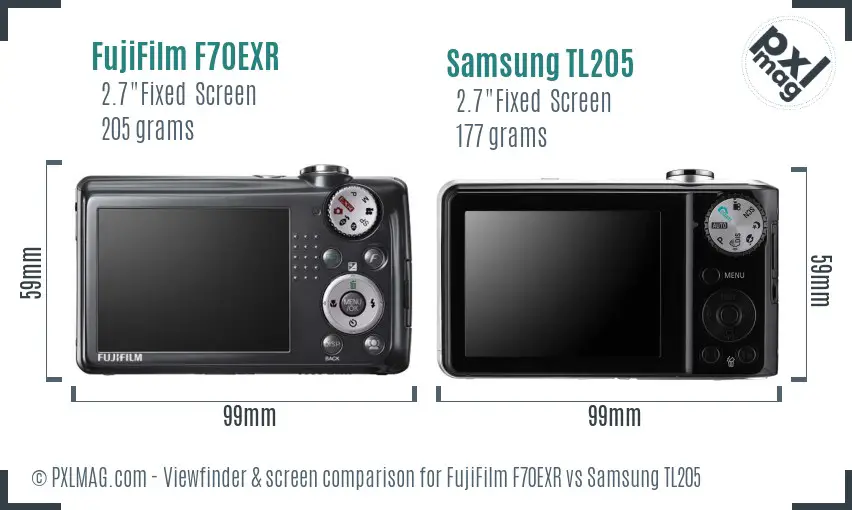 FujiFilm F70EXR vs Samsung TL205 Screen and Viewfinder comparison FujiFilm F70EXR vs Samsung TL205 Screen and Viewfinder comparison