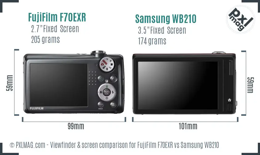 FujiFilm F70EXR vs Samsung WB210 Screen and Viewfinder comparison FujiFilm F70EXR vs Samsung WB210 Screen and Viewfinder comparison