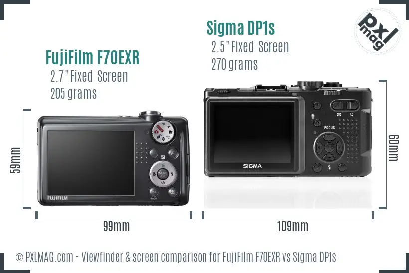 FujiFilm F70EXR vs Sigma DP1s Screen and Viewfinder comparison