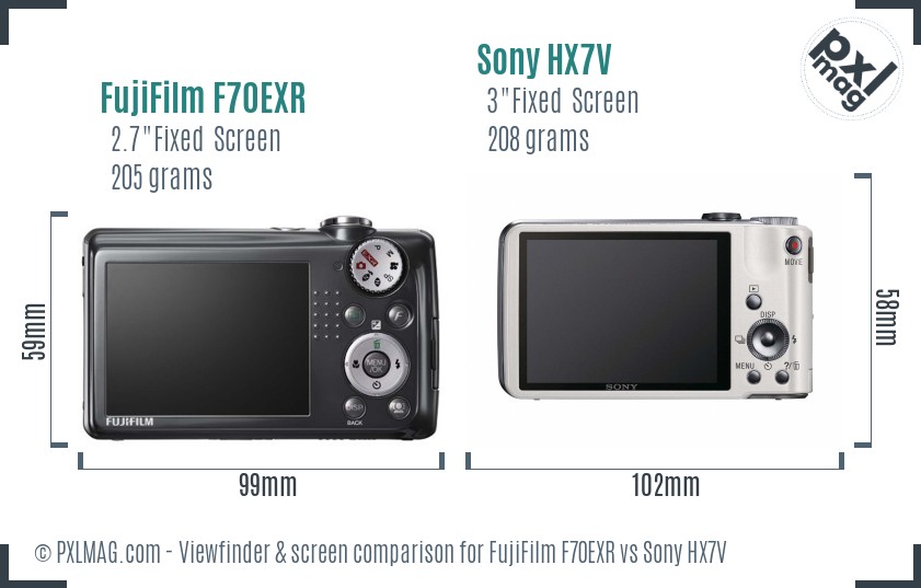 FujiFilm F70EXR vs Sony HX7V Screen and Viewfinder comparison