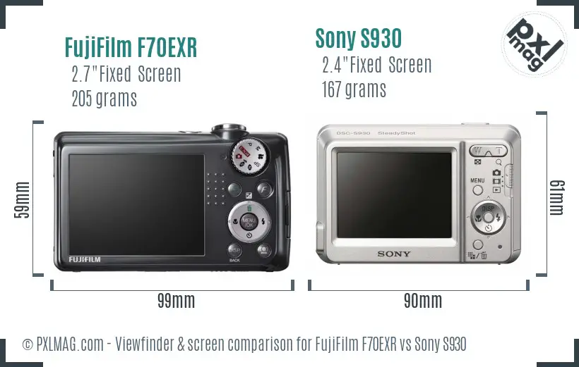 FujiFilm F70EXR vs Sony S930 Screen and Viewfinder comparison FujiFilm F70EXR vs Sony S930 Screen and Viewfinder comparison
