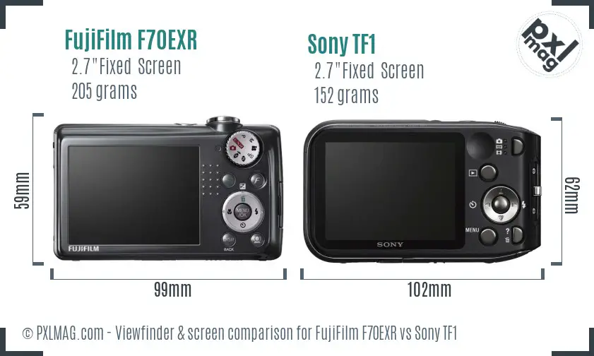 FujiFilm F70EXR vs Sony TF1 Screen and Viewfinder comparison FujiFilm F70EXR vs Sony TF1 Screen and Viewfinder comparison