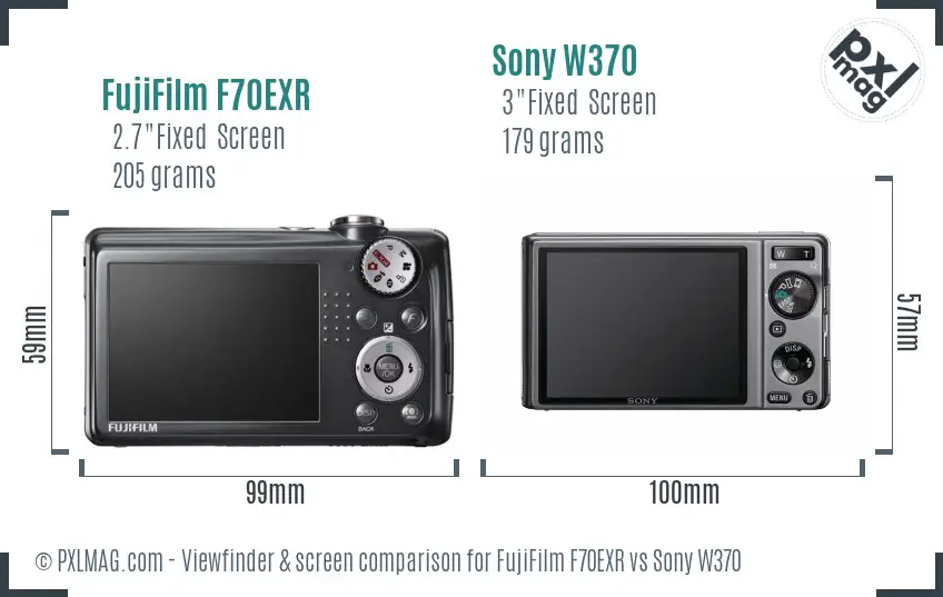 FujiFilm F70EXR vs Sony W370 Screen and Viewfinder comparison