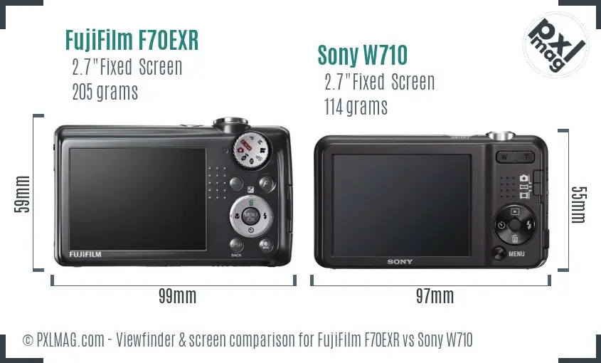 FujiFilm F70EXR vs Sony W710 Screen and Viewfinder comparison FujiFilm F70EXR vs Sony W710 Screen and Viewfinder comparison