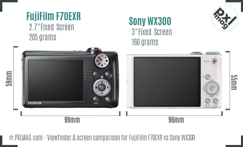 FujiFilm F70EXR vs Sony WX300 Screen and Viewfinder comparison