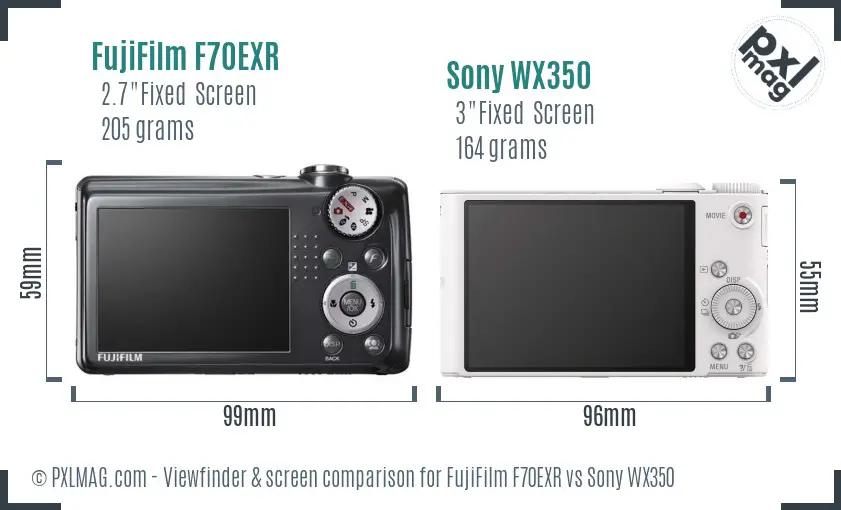 FujiFilm F70EXR vs Sony WX350 Screen and Viewfinder comparison