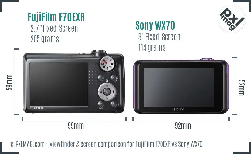 FujiFilm F70EXR vs Sony WX70 Screen and Viewfinder comparison FujiFilm F70EXR vs Sony WX70 Screen and Viewfinder comparison