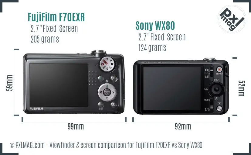 FujiFilm F70EXR vs Sony WX80 Screen and Viewfinder comparison