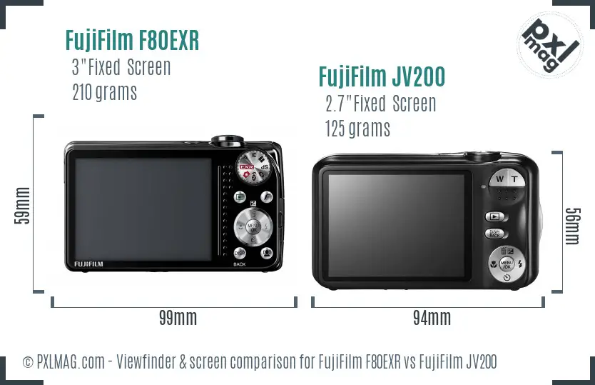 FujiFilm F80EXR vs FujiFilm JV200 Screen and Viewfinder comparison