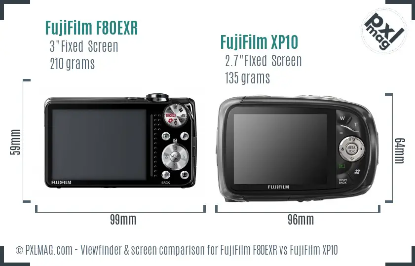 FujiFilm F80EXR vs FujiFilm XP10 Screen and Viewfinder comparison