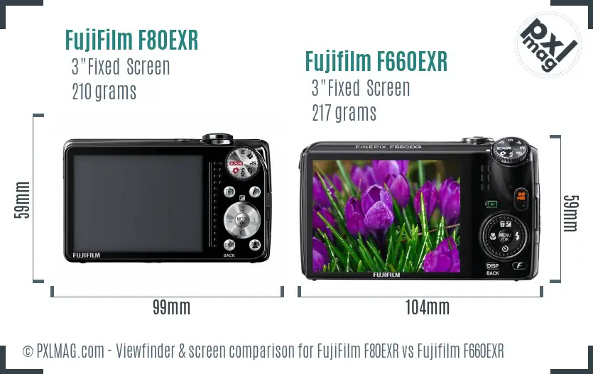 FujiFilm F80EXR vs Fujifilm F660EXR Screen and Viewfinder comparison
