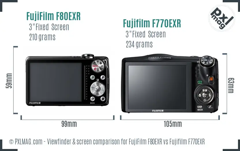 FujiFilm F80EXR vs Fujifilm F770EXR Screen and Viewfinder comparison