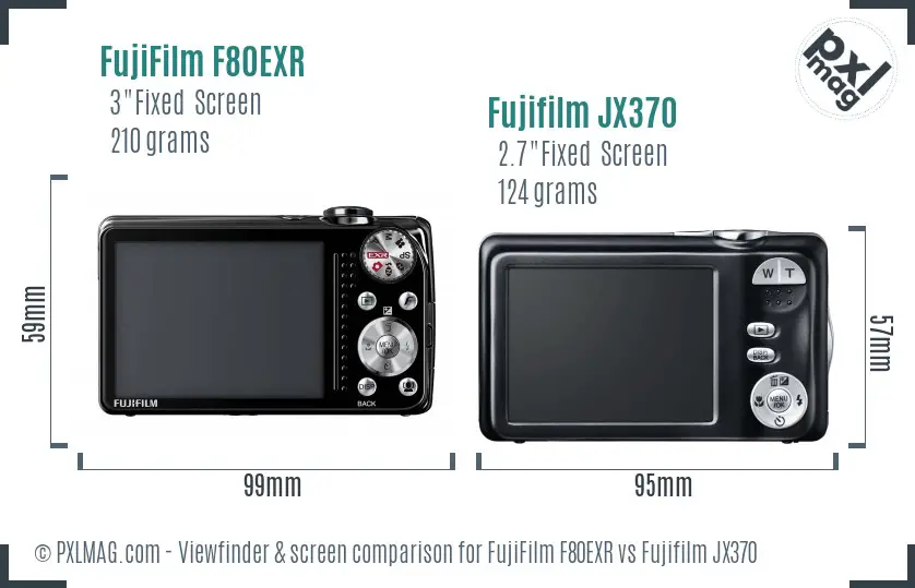 FujiFilm F80EXR vs Fujifilm JX370 Screen and Viewfinder comparison