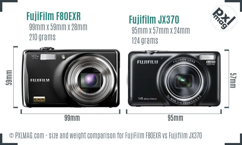 FujiFilm F80EXR vs Fujifilm JX370 size comparison